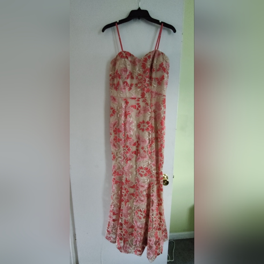 Nude and Pink Prom Dress